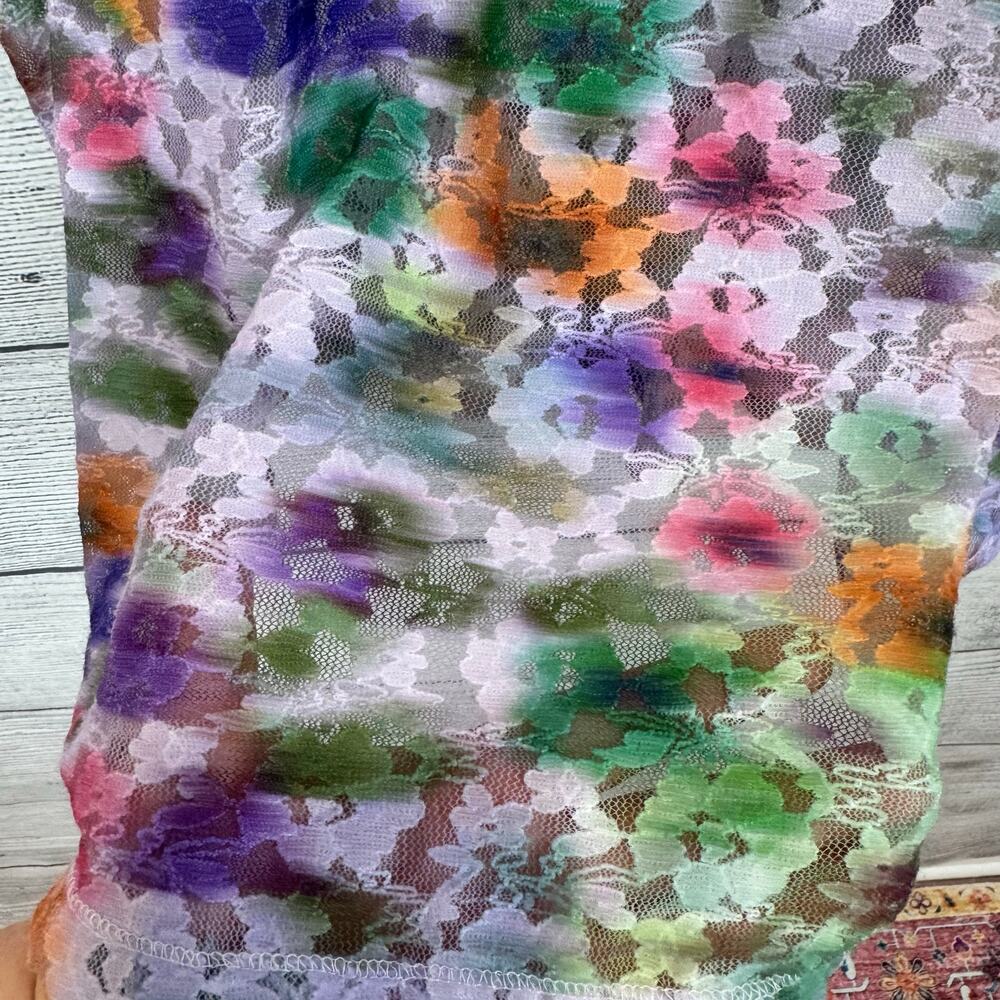 Anthropologie Multicolor Floral Tie-Dye Short Sleeve Blouse - Picture 5 of 8